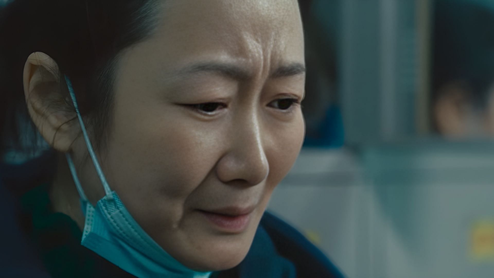 Zhao Tao as Qiaoqiao in Caught by the Tides, during the film’s scenes set in pandemic-era China. (Image via Janus Films)